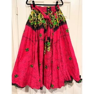 #22 Maxi Skirt African Print Flowy One Size waist: 28"-45" circle skater